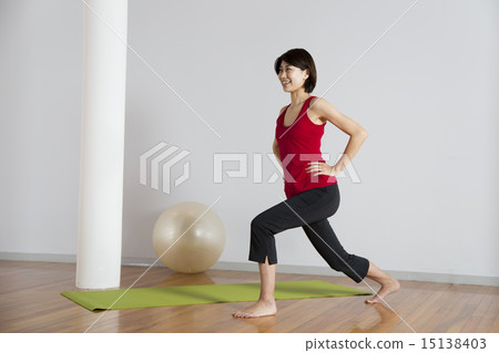 Female exercise yoga stretch sports 15138403
