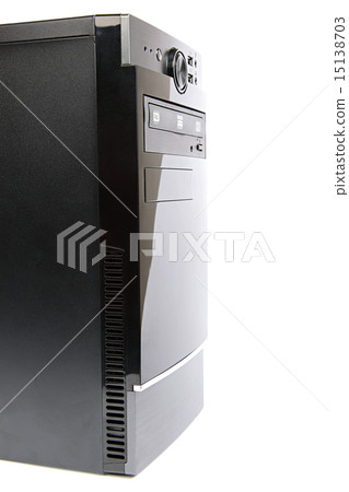 Black computer case on a white background. 15138703