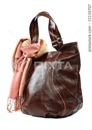 Modern fashionable female bag and scarf. 15138707