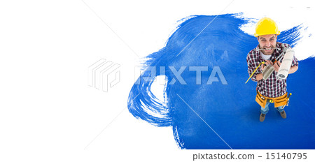 Composite image of frustrated handyman holding various tools 15140795