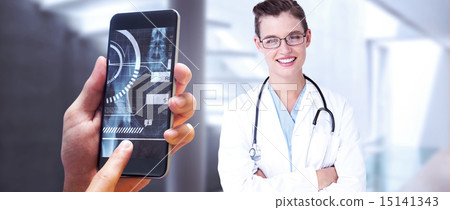 Stock Photo: Composite image of hand holding smartphone