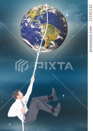 Composite image of businessman pulling a rope Composite image of businessman pulling a rope 15142132