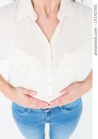 Brunette suffering from stomach pain 15142505