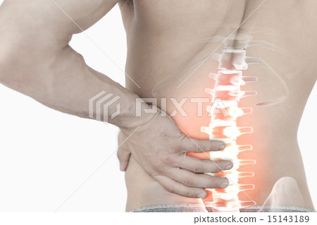 Highlighted spine pain of man 15143189