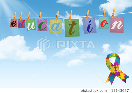 Composite image of autism awareness ribbon 15143627