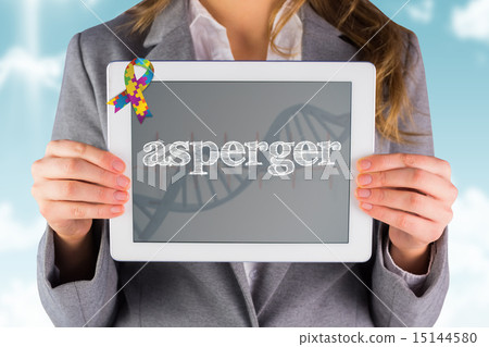 Asperger against blue medical background with dna and ecg Asperger against blue medical background with dna and ecg 15144580