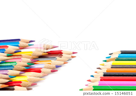 Sharpened colored pencils on a white background. 15146051