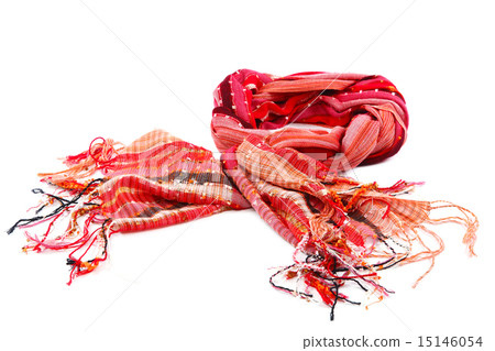 Red scarf with tassels, on white background. Red scarf with tassels, on white background. 15146054