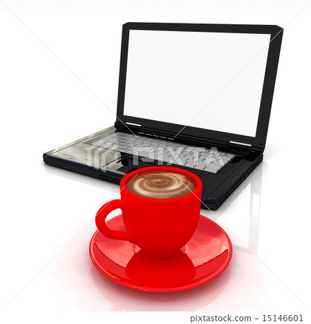 3d cup and a laptop 3d cup and a laptop 15146601