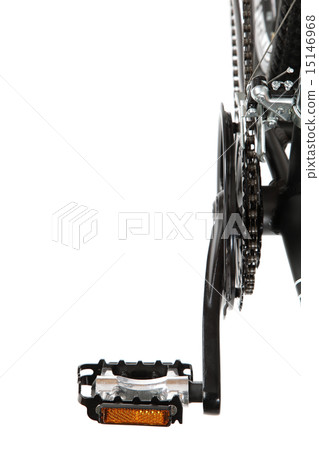 Bicycle pedal with sprocket on a white background. 15146968