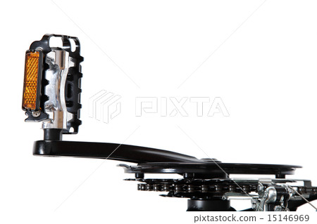 Bicycle pedal with sprocket on a white background. 15146969