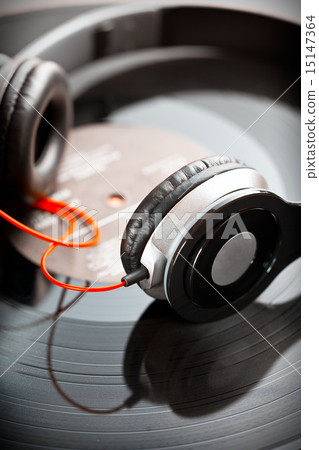 headphones with vinyl record headphones with vinyl record 15147364