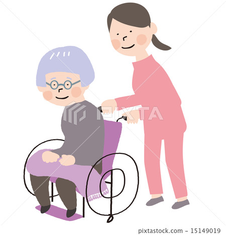 女職工推著輪椅 15149019
