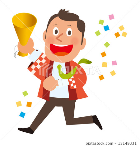 有擴音機的02紅色討厭的男性職員 15149331