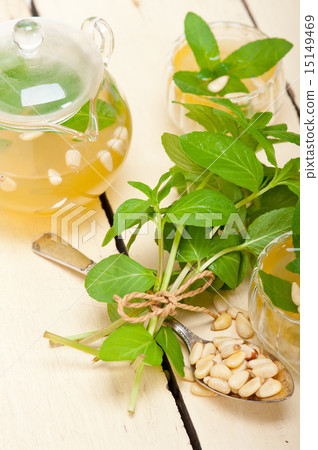 Arab traditional mint and pine nuts tea 15149469