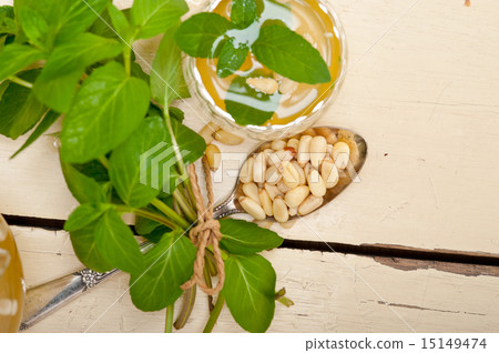 Arab traditional mint and pine nuts tea 15149474