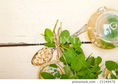 Arab traditional mint and pine nuts tea Arab traditional mint and pine nuts tea 15149478