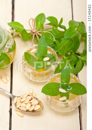 Arab traditional mint and pine nuts tea Arab traditional mint and pine nuts tea 15149481