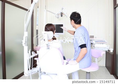 A dentist to explain to a patient A dentist to explain to a patient 15149711