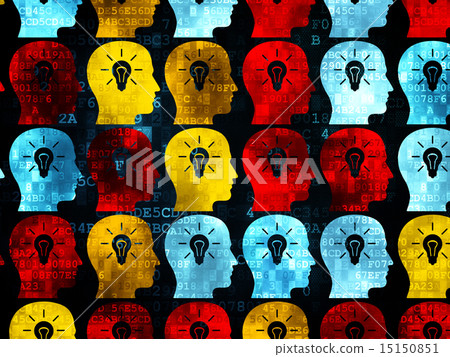 Data concept: Head With Light Bulb icons on Digital background Data concept: Head With Light Bulb icons on Digital background 15150851