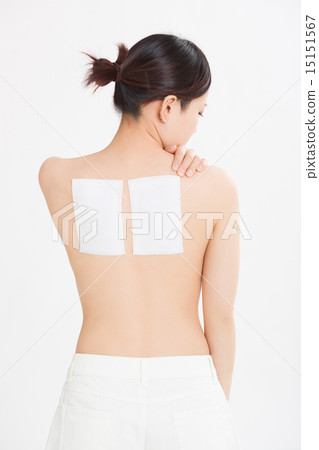 A young lady with a poultice on the shoulder blades 15151567