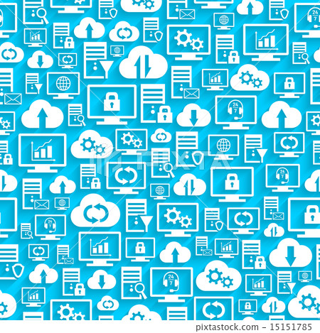Seamless pattern with hosting cloud icons 15151785