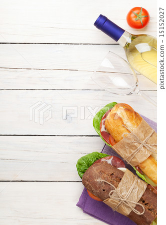 Two sandwiches and white wine Two sandwiches and white wine 15152027