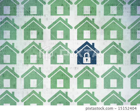 Safety concept: home icon on Digital Paper background 15152404