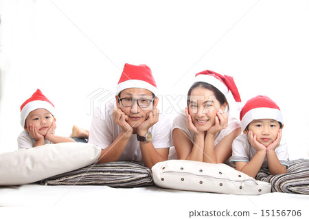 Family christmas with Santa caps Family christmas with Santa caps 15156706