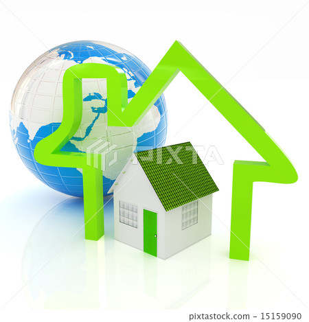 3d green house, earth and icon house 15159090