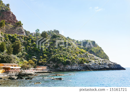 pier on Isola Bella beach near Taormina town pier on Isola Bella beach near Taormina town 15161721