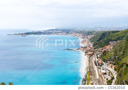Ionian Sea coastline and Giardini Naxos town Ionian Sea coastline and Giardini Naxos town 15162010
