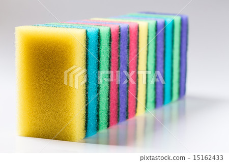 Unused colorful sponges for washing dishes Unused colorful sponges for washing dishes 15162433