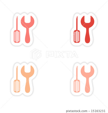 assembly realistic sticker design on paper toolbox 15163231
