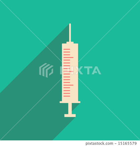 Flat with shadow icon and mobile applacation hypodermic 15165579