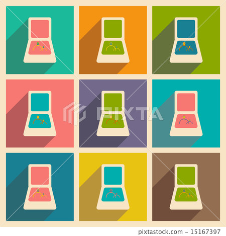 Flat with shadow icon and mobile applacation rings in box 15167397