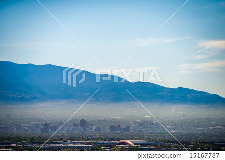 Albuquerque new mexico skyline in smog Albuquerque new mexico skyline in smog 15167787