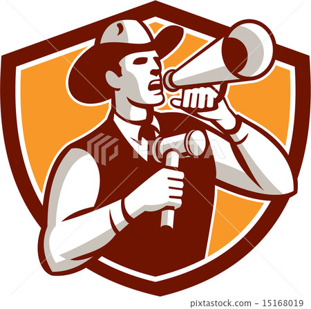 Cowboy Auctioneer Bullhorn Gavel Shield Cowboy Auctioneer Bullhorn Gavel Shield 15168019