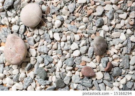 Macro texture of colorful pebbles lying on seashore 15168294