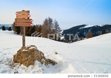 Trail mark in winter 15168930