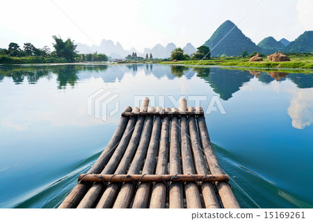 Bamboo rafting in Li River Bamboo rafting in Li River 15169261