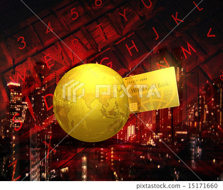 金信用卡和金色的地球 15171660