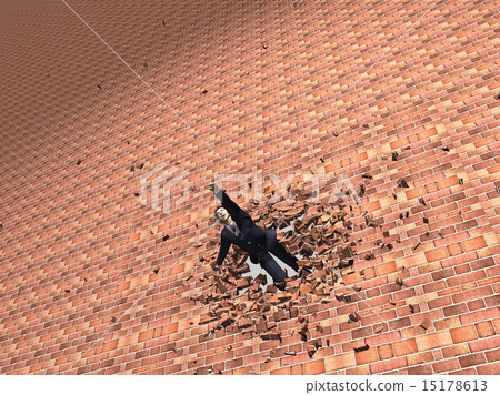 A businessman who breaks through a wall and jumps out 15178613