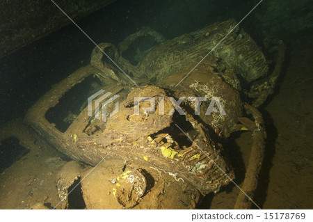 Old Car inside II world war ship wreck in Red sea 15178769