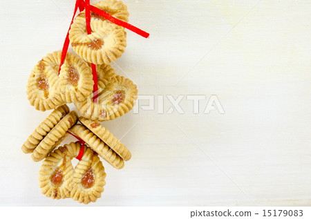 Bunch of tea cookies on white 15179083