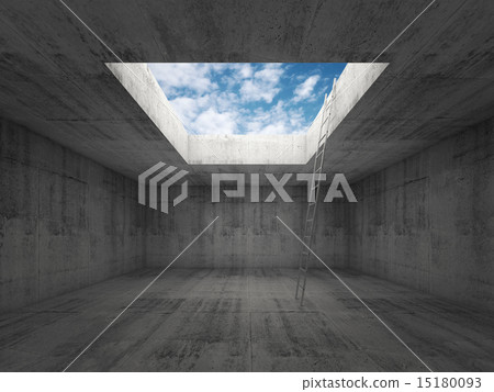 Ladder goes to the sky out from dark interior, 3d 15180093