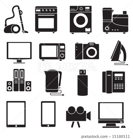 Flat modern kitchen appliances set icons concept 15180511