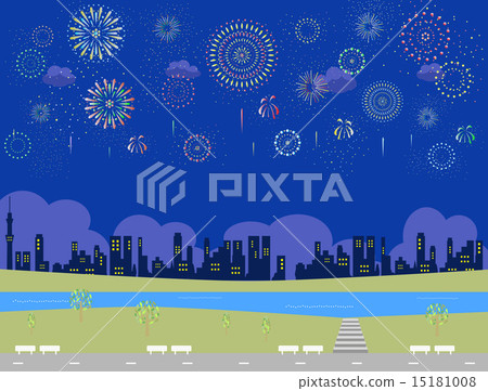 Fireworks display riverbed Fireworks display riverbed 15181008