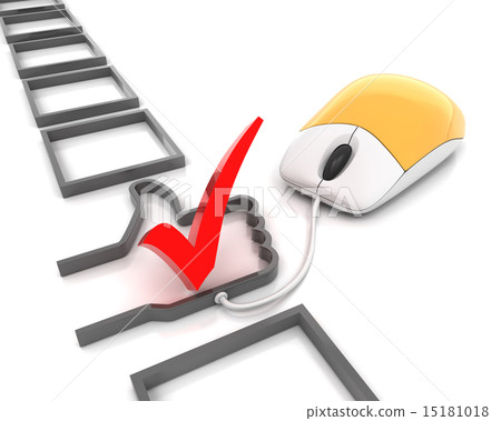 Online checkbox with thumb up shape Online checkbox with thumb up shape 15181018