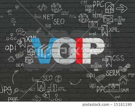 Web development concept: VOIP on wall background 15181190